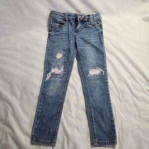 Cat & Jack child distressed Jeans with a Sequin inlay Girls Size 5